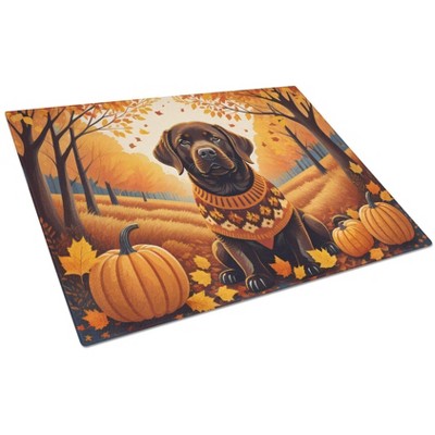 NEW Chocolate Labrador Retriever Fall Glass Cutting Board Decorative Tempered Glass Kitchen Cutting and Serving Board Large Size Chopping Board