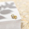 14K Gold Plated Halo Earrings with Cubic Zirconia, Sterling Silver Post in Rose/White/Yellow Gold Options - 3 of 4