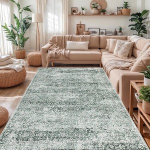 Washable Area Rug, Vintage Boho Pink Rug, Soft Non Slip Non Shedding Low Pile Carpet, for Living Room, Bedroom, Dinning Room - 1 of 4