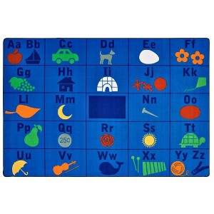 Carpets for Kids PLUS Alphabet Seating Rug 7' 6" x 12' Rectangle, Blue - 1 of 4