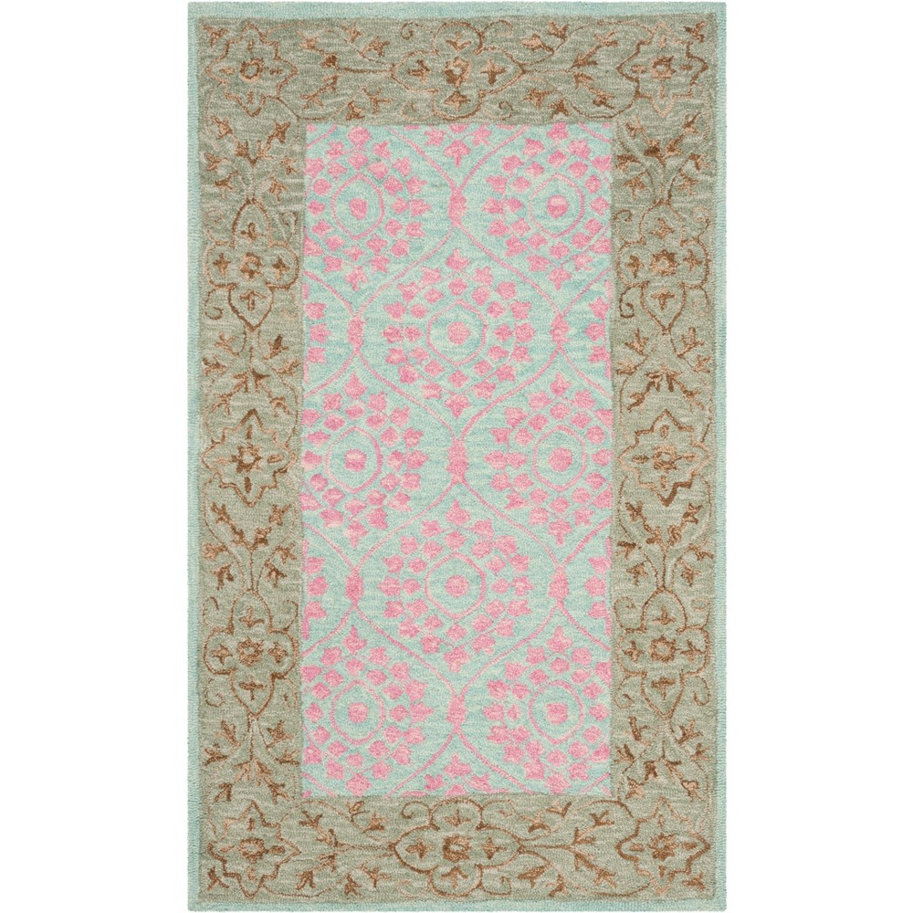 4'x6' Leaf Hooked Area Rug Taupe/Pink - Safavieh