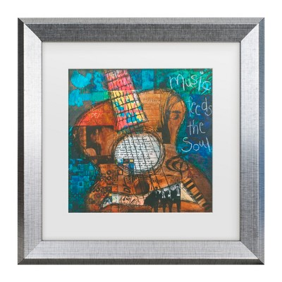 Trademark Fine Art - Jennifer Mccully Music Feeds The Soul - Guitar Matted Framed Art