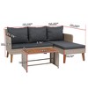 ELJGET 3PCS Patio Wicker Rattan Sofa Set Outdoor Sectional Conversation Set for Garden Lawn Dark Gray Cushion - 4 of 4