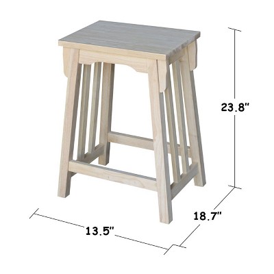 24" Unfinished Solid Wood Mission-Style Counter Stool