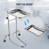 Yescom Mobile Mayo Stand Stainless Steel with 2 Pcs Trays on Wheels Adjustable for Hospital Dental Salon - 2 of 4