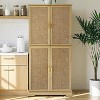 Acekool 72" Kitchen Pantry Cabinet with 4 Doors, 6 Adjustable Shelves & Slide-Out Drawer – Tall Farmhouse Storage Cabinet for Kitchen Room, White - 3 of 4