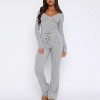 Mocamel Women's Autumn New suit Long-sleeved Buckle Solid Color Tight Top Plus Pants Two-piece Set - 2 of 4