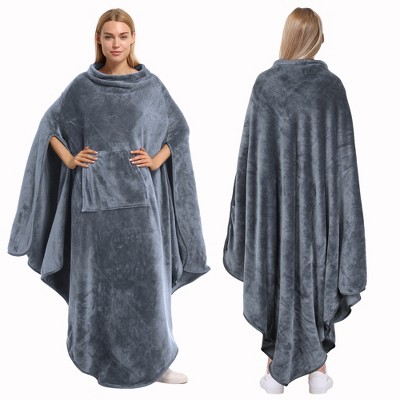 Catalonia Fleece Wearable Blanket for Adult Women Men, Travel Wrap Blanket Cape with Pocket |Warm, Soft, Cozy, Snuggly, Comfort Gift, No Sleeves