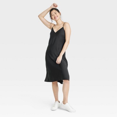 Women's V-Neck Mini Slip Dress - A New Day™ Black XS