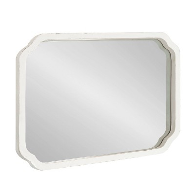 White Rectangular Solid Wood Bathroom Vanity Mirror