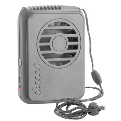 O2COOL Rechargeable Deluxe Necklace Fan with USB Cord Gray