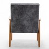 Vynxaria Classic Mid-Century Modern Arm Chair with Solid Wood Arms & Leather-Look Upholstery - 4 of 4