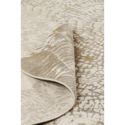 Ivory and Silver Abstract Viscose Area Rug 7.9x10