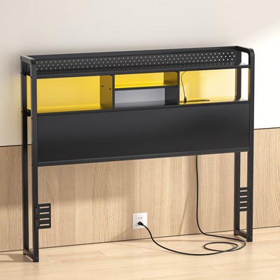 Aheaplus Storage Headboard with Led Lights & Charging Station