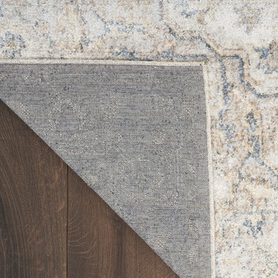 Silver Grey Medallion Low Pile Washable Area Rug