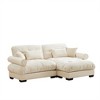 Aukfa Cream Velvet Large Sofa with Bolster Armrests, Waist & Throw Pillows – Modern Couch for Living Room, Bedroom or Office - 3 of 4