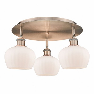 Fenton - 3 Light Flush Mount In Art Deco Style-8 Inches Tall and 18.25 Inches Wide