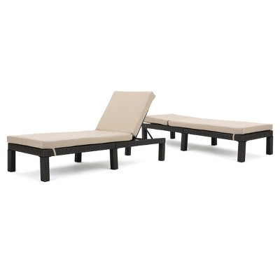 Puerta Set of 2 Wicker Chaise Lounge - Dark Brown - Christopher Knight Home