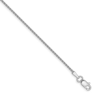 Black Bow Jewelry 14k White Gold 1mm Diamond Cut Round Wheat Chain Anklet - 1 of 4