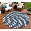 Navy Blue And Ivory Geometric Washable Indoor Outdoor Area Rug - 2 of 4