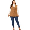 Agnes Orinda Women's Plus Size Lapel Suede Long Sleeveless Fashion Vest - 3 of 4