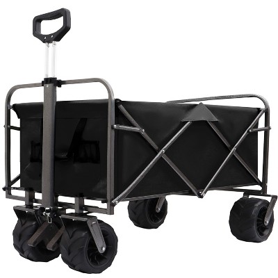 CAVINAS Outdoor Portable Wagon Cart, Shopping Cart with Big Wheels, Utility Shopping Wagon for Camping, Shopping