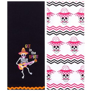 The Lakeside Collection Skeletons Embroidered Set of 2 Kitchen Towels - 1 of 2