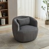 Akoasm 34.25 Inch 360 Degree Soft Accent Lounge Swivel Barrel Chair With Pillow For Living Room, Office & Bedroom-Charcoal - 3 of 4