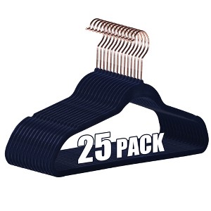 VECELO 25/30/50/60/100 pk Velvet Clothes Hangers Non Slip & Space-Saving Clothes Hangers with Finger Clips & Tie Rack 9 Color - 1 of 4