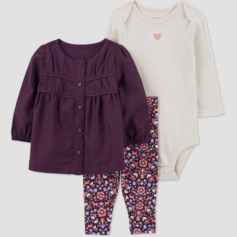 Carter's Just One You® Baby Girls' Floral Top & Bottom Set - Purple : Target