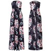 Women Strapless Floral Print Bohemian Boho Maxi Dress Casual Off Shoulder Beach Party Dress with Pockets - 4 of 4