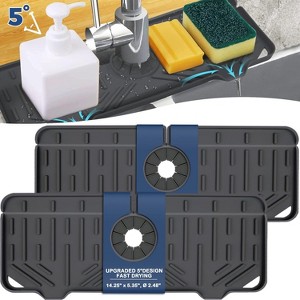 Silicone Faucet Drip Catcher Mat - Sink Soap Sponge Holder, Drying Splash Guard for Kitchen Bathroom - 1 of 4