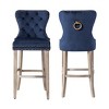 WestinTrends 29" Tufted Upholstered Velvet Bar Stool with Metal Footrest (Set of 2) - 3 of 4