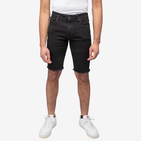 Raw X Men's Denim Shorts, Rips Distress Frayed Cut Off Slim Fit Jeans Short  In Jet Black Size 40 : Target