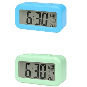REGALWOVEN 2 Pcs Plastic Battery Powered Digital Temperature Alarm Clock 5.5 x 2.8 x 1.8 Inches - 1 of 4