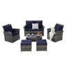 6-Piece Outdoor Patio Rattan Conversation Sofa Set with Tempered Glass Coffee Table - 4 of 4