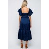 PinkBlush Navy Satin Flutter Sleeve Maternity Midi Dress - 4 of 4