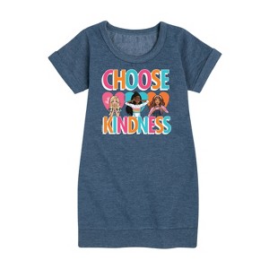 - Barbie - Multi-Color Choose Kindness Graphic Short Sleeve Fleece Dress - 1 of 3