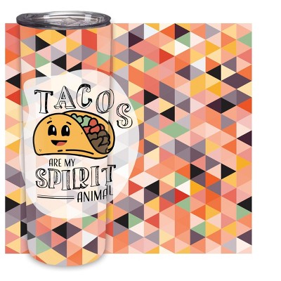 Elanze Designs Tacos Spirit Animal Orange Geometric 20 ounce Stainless Steel Travel Tumbler
