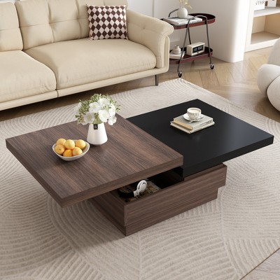 Rotatable Top Coffee Table, Modern Coffee Table with Hidden Compartment, Rectangle Center Table, Cocktail Table for Living Room Office