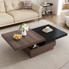 47"W Coffee Table Cocktail Table Center Table with Rotatable Top, Hidden Storage Space and Wood Grain Design, Brown+White/Black-ModernLuxe - 2 of 4