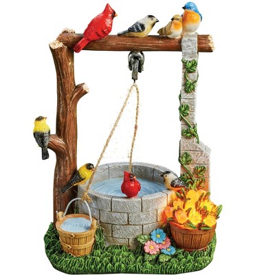 Collections Etc Wishing Well with Solar Powered Flowers Garden Statue