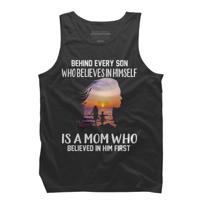 Men's Design By Humans Mother Behind Every Son Who Believes In Himself Is A Mom By corndesign Tank Top
