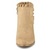 BLISSFUL STEP Women's Back to College Party Ruffle Pointed Toe Block Heel Ankle Boots - 2 of 4