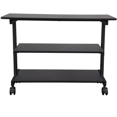 Black Rolling 3-Shelf Desk Organizer with Drawer
