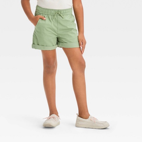 Girls' Pull-On Woven Shorts - Cat & Jack™ Army Green M