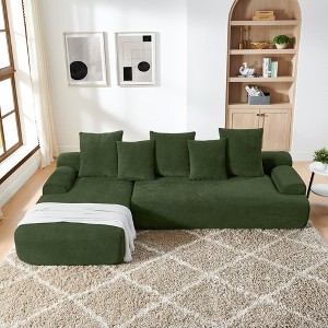 VASIP 110'' L-Shaped Velvet Sectional Sofa, Free Combination Soft Upholstered Couch,for Living Room, Bedroom,Gray - 1 of 4