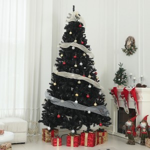 FURNIinspire Artificial Trees Tall Christmas Tree, Unlit Christmas Tree With 2132 Branch Tips, Auto Open, Steel Base, Black, 57.1"*57.1"*106.3" - 1 of 4