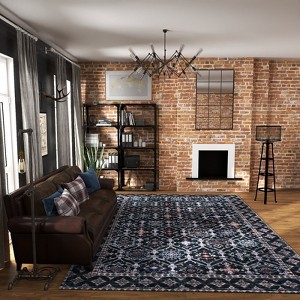 5x7 Washable Vintage Area Rug, Thin Distressed Non-Slip Carpet for Living Room Bedroom, Kitchen Dining Room Decor - 1 of 4