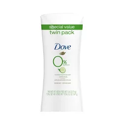 Dove Beauty 0% Aluminum Cucumber & Green Tea Deodorant Stick Twin Pack - 2.6oz/2ct